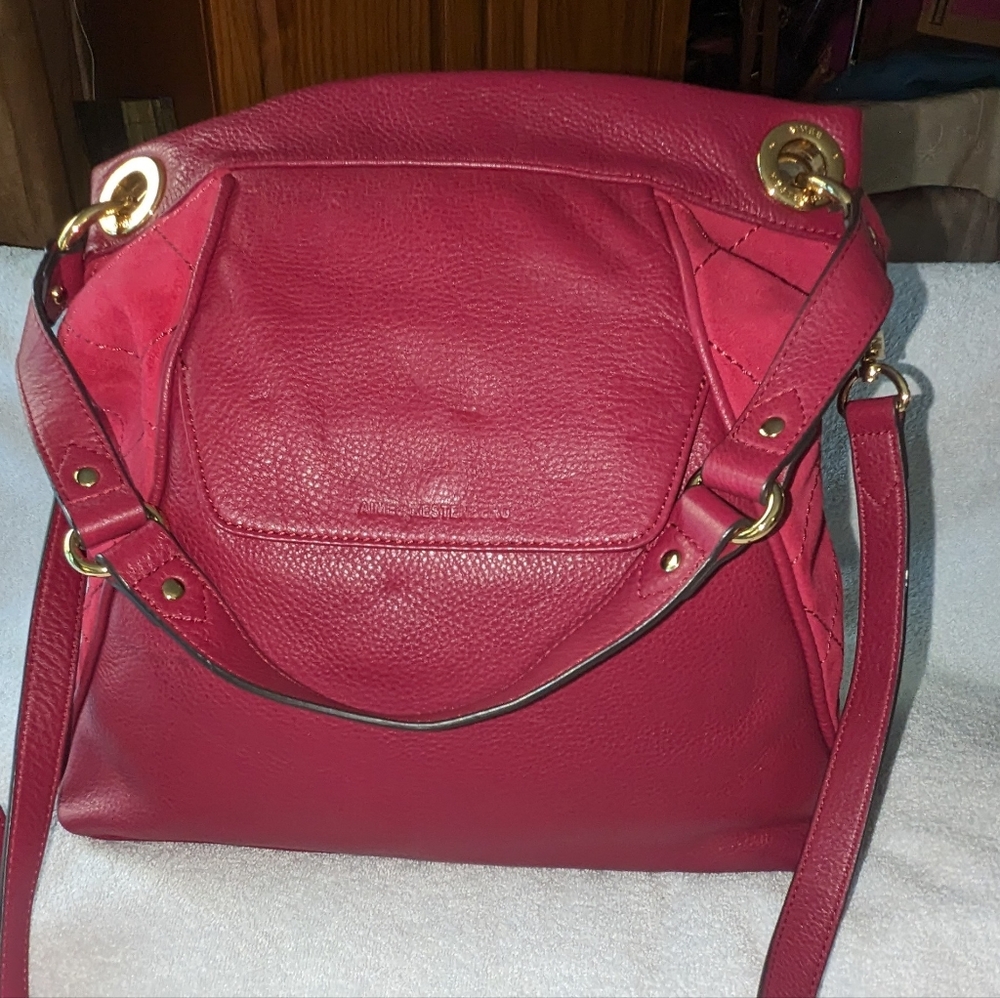 Aimee Kestenberg Shari raspberry hobo convertible bag.
